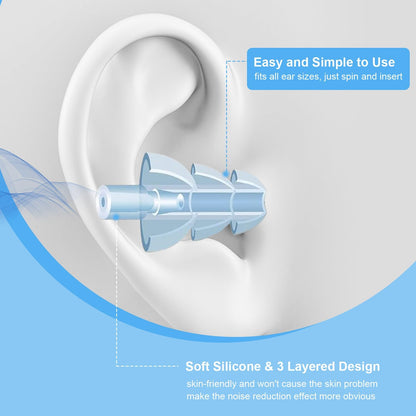 Reusable Silicone Ear Plugs for Sleeping – 12 Pairs Noise-Cancelling Earplugs (Black, Blue, Purple)