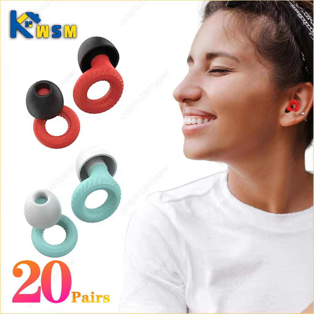 Soundproof Silicone Sleep Earplugs – 20 Pairs Noise-Cancelling Ear Plugs for Sleep, Study & Focus