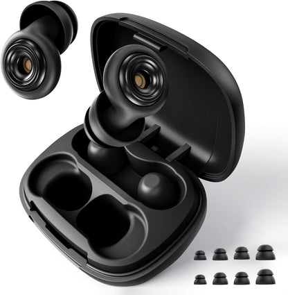 Reusable Noise-Cancelling Ear Plugs (45dB) – Sleep Earplugs with 8 Eartips & Travel Case (Black)