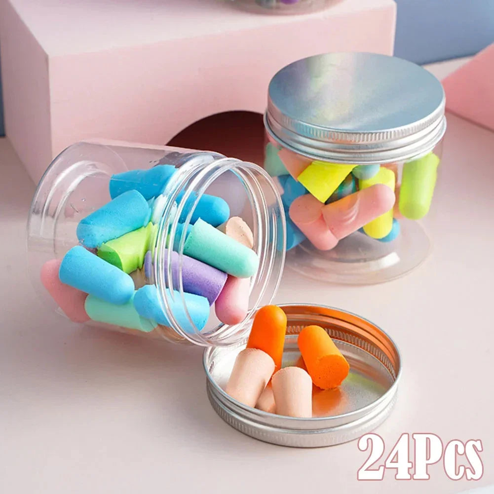 Noise Reduction Sleep Earplugs – 24-Piece Set PU Sponge Reusable Earplugs for Snoring & Sound Insulation